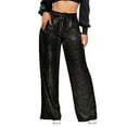 thumbnail image 1 of UJNDER Women's Sequin Wide Leg Pants High Waist Retro Trousers for Party and Nightclub Wear Black XXL, 1 of 6