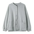 thumbnail image 1 of UJNDER Women's Short Sweatshirt Coat Early Autumn Style Pullover Long Sleeve Casual Jacket Grey L, 1 of 8
