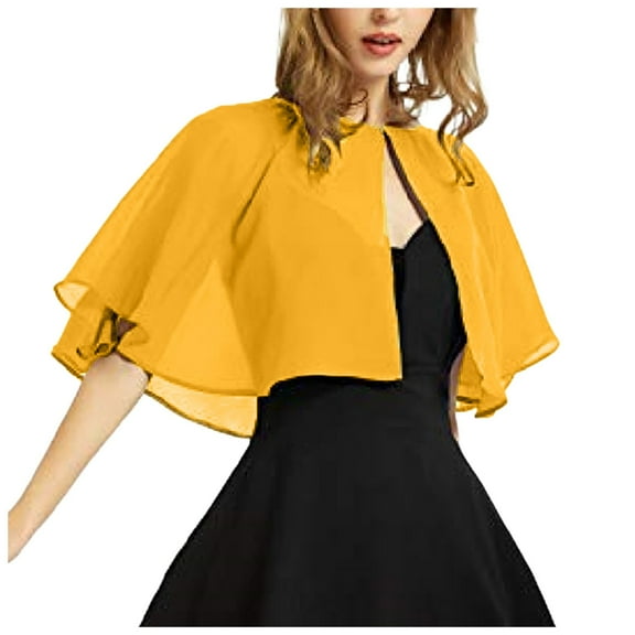 UJNDER Women's Soft Chiffon Shawl Wraps for Evening Dress Wedding Cape Flapper Cover Up Elegant and Yellow