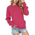 thumbnail image 1 of UJNDER Women's Soft Crewneck Sweatshirt Pullover Cozy Winter Workout Top with Pocket Athletic Hot Pink XXL, 1 of 4