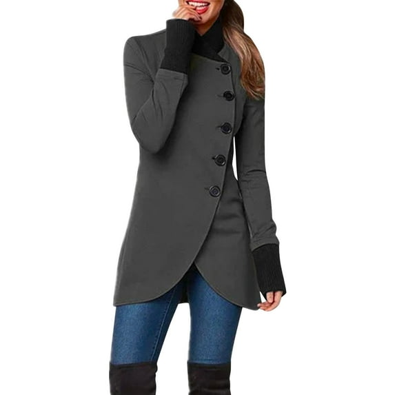 UJNDER Women's Solid Color Casual Zipper Hooded Long Coat Jacket Fall Jackets for Women Grey L