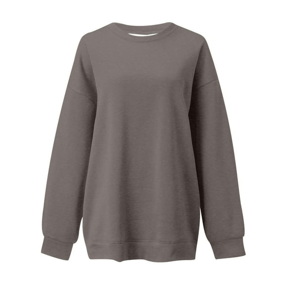 UJNDER Women's Solid Color Crewneck Sweatshirt Long Sleeve Drop Shoulder Casual Loose Fit Fashion Pullover Sweatshirts for Women Grey#2 XXL
