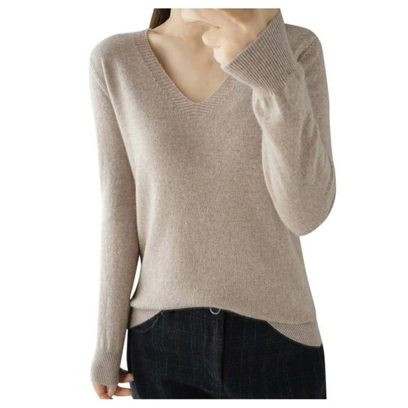 UJNDER Women's Solid Color Long Sleeve Knitted Sweater Wool Pullover Tops for Women Warm Casual Wear KH2 M