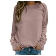thumbnail image 1 of UJNDER Women's Solid Color Print Crewneck Sweatshirt Long Sleeve Raglan Sleeve Twill Casual Pullover Sweatshirts for Women Coffee XL, 1 of 5