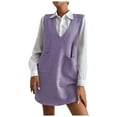 thumbnail image 1 of UJNDER Women's Solid Color Sleeveless Fashion Long Double Vest Skirt for Fall Winter Purple S, 1 of 5