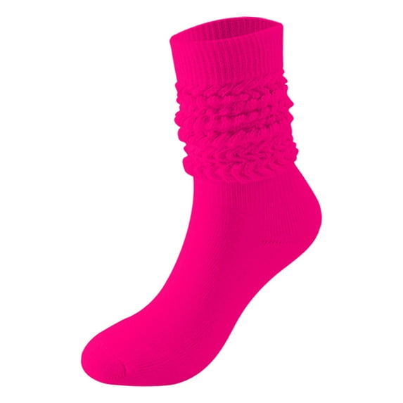 UJNDER Women's Solid Color Stacked Crew Socks Slouchy Casual Boot Socks for Women Fashion Everyday Wear Hot Pink