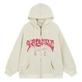 thumbnail image 1 of UJNDER Women's Solid Embroidery Hooded Sweatshirt Letter Design Loose Fit Unisex Long Sleeve Beige XXL, 1 of 3