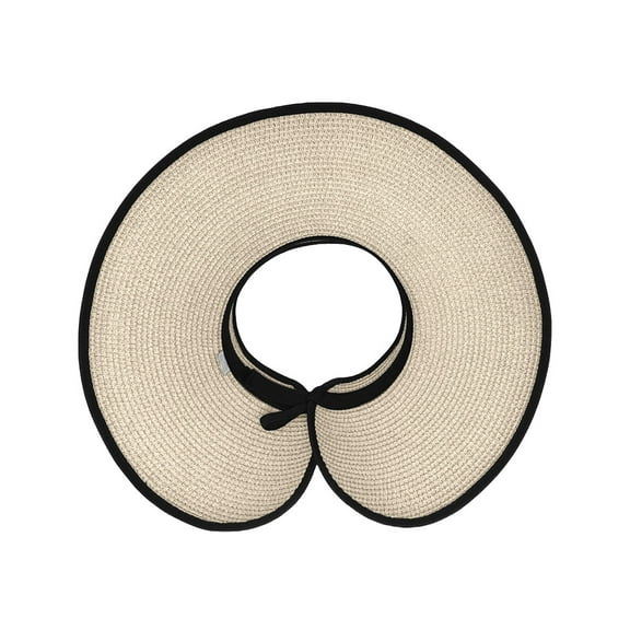 UJNDER Women's Sun Hats Foldable Straw Beach Hats Wide Brim Summer Cycling Sun Hats Roll Up Sun Hat for Outdoor Activities Beige