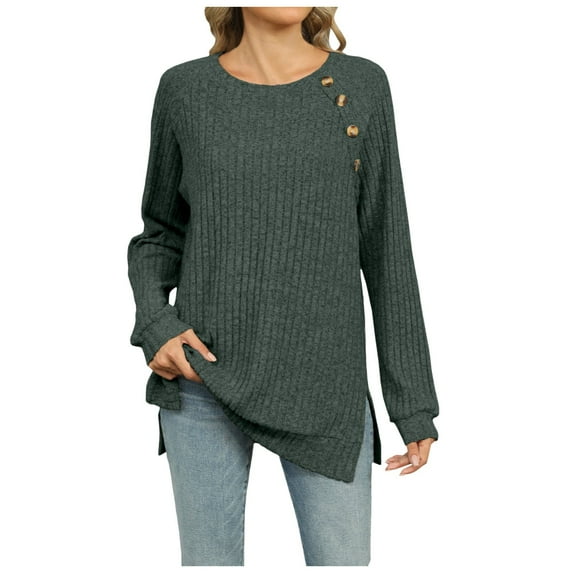 UJNDER Women's Sweaters Long Sleeve Lightweight Sweaters Crewneck Pullovers Casual Sweaters Loose Fit Tops for Women Cozy Fall Wear Army Green S