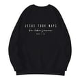 thumbnail image 1 of UJNDER Women's Jesus Letter Print Round Neck Pullover Sweatshirt Long Sleeve Casual Comfort Top Black M, 1 of 3