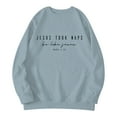thumbnail image 1 of UJNDER Women's Jesus Letter Print Round Neck Pullover Sweatshirt Long Sleeve Casual Comfort Top Grey S, 1 of 3