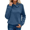 thumbnail image 1 of UJNDER Women's Sweatshirt Solid Color Button High Neck Pullover Long Sleeve Casual BU1 XXL, 1 of 5