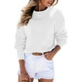 thumbnail image 1 of UJNDER Women's Sweatshirt Solid Color Round Neck Pullover Long Sleeve Casual Autumn Winter White S, 1 of 5