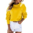 thumbnail image 1 of UJNDER Women's Sweatshirt Solid Color Round Neck Pullover Long Sleeve Casual Autumn Winter Yellow L, 1 of 5