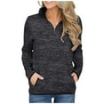 thumbnail image 1 of UJNDER Women's Sweatshirt Solid Color Stand Collar Zipper Pullover Long Sleeve Casual Winter Black S, 1 of 9