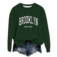 thumbnail image 1 of UJNDER Women's Sweatshirt YORK Print Crew Neck Long Sleeve Lightweight Casual Dark Green XL, 1 of 5