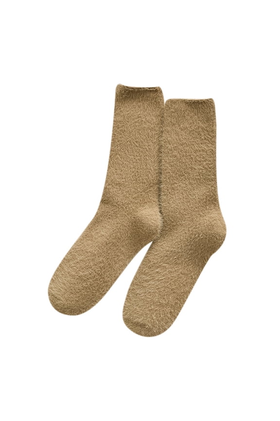 Women's Thermal Crew Socks Lined Non- Slipper Socks for Postpartum Sleep Gold