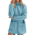 thumbnail image 1 of UJNDER Women's Thermal Pocket Crewneck Sweatshirt Long Sleeve Pullover Soft Warm Winter Casual Sky Blue XXXL, 1 of 6