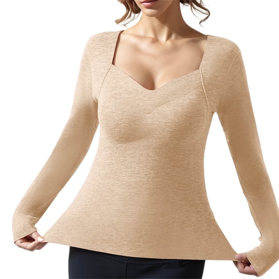 UJNDER Women's Thermal Underwear Brushed Long Underwear Set Cold Weather Pajama Thermal Underwear for Women Beige XL