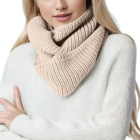 UJNDER Women's Thick Knit Winter Two Loop Pullover Scarf for Cozy Warmth and Style Cold Weather Accessory Beige