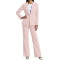 thumbnail image 1 of UJNDER Women's Trousers Suit Two Piece Set Long Sleeve and Straight Pants Work Daily Wear Casual Outfit Button Front Comfortable Spring Fall Winter Pant Suits for Women Pink XL, 1 of 6