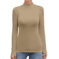 thumbnail image 1 of UJNDER Women's Turtleneck Long Sleeve Basic Slim T Shirts for Women Casual Fit Tops Khaki L, 1 of 5