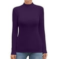 thumbnail image 1 of UJNDER Women's Turtleneck Long Sleeve Basic Slim T Shirts for Women Casual Fit Tops Purple M, 1 of 5