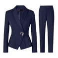 thumbnail image 1 of UJNDER Women's Two Piece Suit Notched Lapel One Button Slim Fit Business Office Work Tuxedo Pants Set Pant Suits for Women Blue XXXXL, 1 of 8