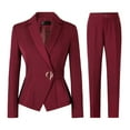 thumbnail image 1 of UJNDER Women's Two Piece Suit Notched Lapel One Button Slim Fit Business Office Work Tuxedo Pants Set Pant Suits for Women Red XL, 1 of 8