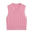 thumbnail image 1 of UJNDER Women's V Neck Knitted Pullover Vest Sweater Sleeveless Top Sweater Vest Pink L, 1 of 2