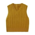 thumbnail image 1 of UJNDER Women's V Neck Knitted Pullover Vest Sweater Sleeveless Top Sweater Vest Yellow L, 1 of 2