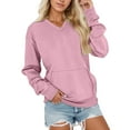 thumbnail image 1 of UJNDER Women's V Neck Pullover Sweatshirt Soft Long Sleeve Casual Tops with Pockets Comfortable for Sports Light Pink L, 1 of 5