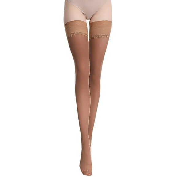 UJNDER Women's Velvet Long Stockings Over Knee Lace Thigh Highs Coffee
