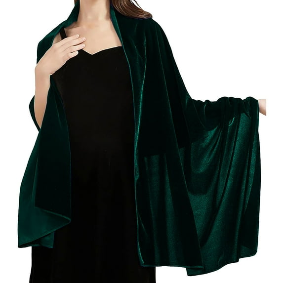 UJNDER Women's Velvet Shawl and Wrap for Evening Party Wedding Prom Dress Elegant Scarf for Bridesmaids Green
