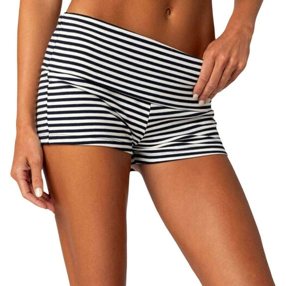 UJNDER Women's Waistband Striped Short Base Skinny Low Rise Leggings for Casual Wear and Comfort Multicolor L