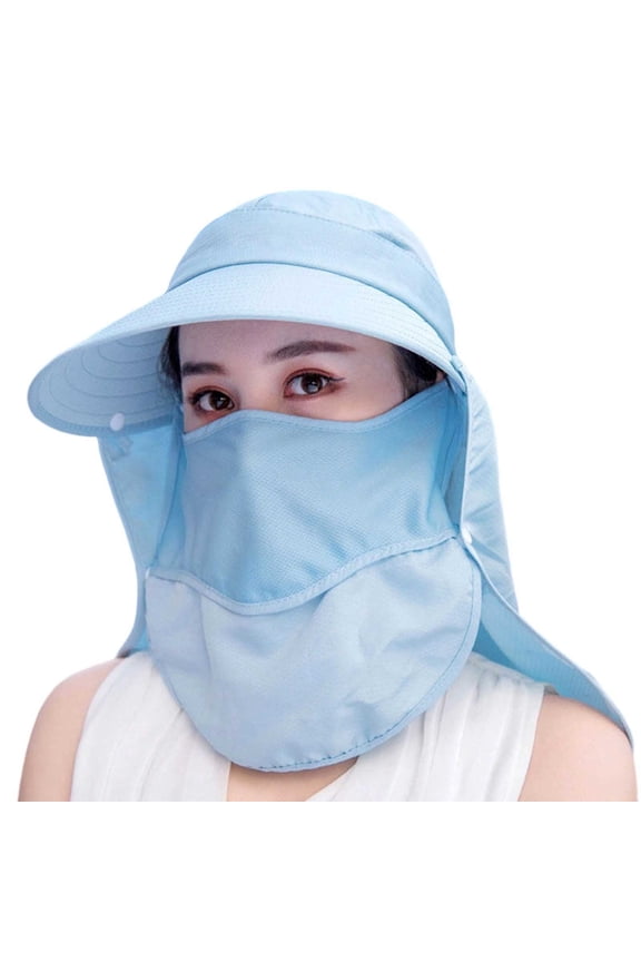 Women's Wide Brim Sun Hat UPF 50+ Adjustable Outdoor Summer Beach Hat for Travel Hiking and Cycling Blue