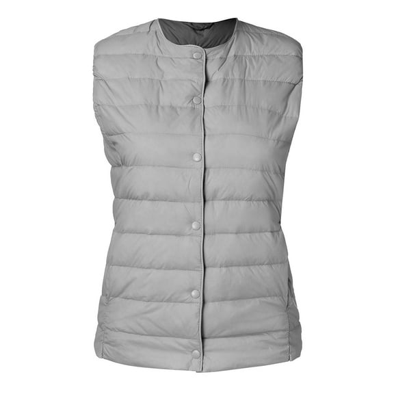 UJNDER Women's Winter Vest Thin and Light Down Gilet Quilted Jacket for Women Casual Short Style Grey L