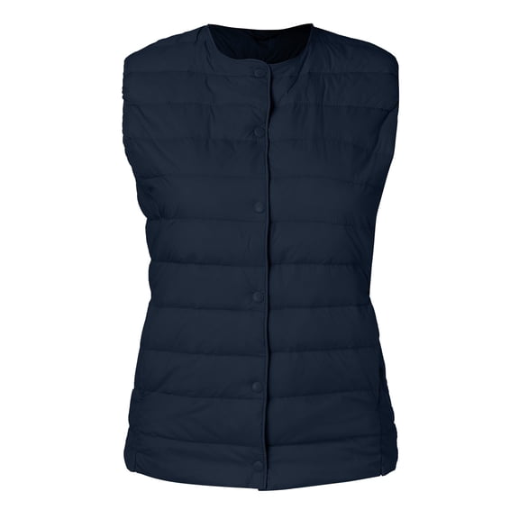UJNDER Women's Winter Vest Thin and Light Down Gilet Quilted Jacket for Women Casual Short Style Navy L