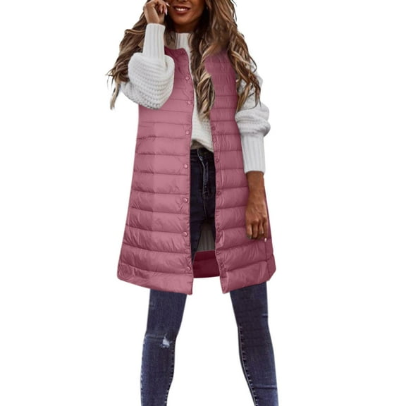 UJNDER Women's Winter Vest Thin and Light Down Gilet Quilted Jacket for Women Outdoor Coat Vest with Pockets Pink L