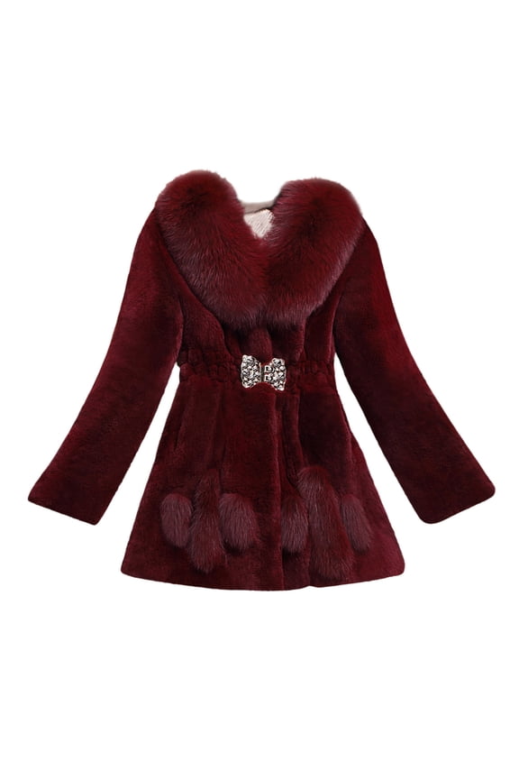 Women's Winter Warm Outwear Jacket Overcoat Coats for Women Wine XL