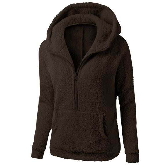 UJNDER Women's Winter Warm Zip Up Hooded Sweater Coat Soft Casual Outerwear Jacket for Cold Weather Comfort and Style Hoodies for Women Coffee XXXL