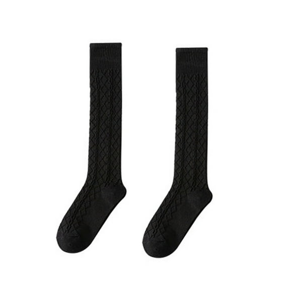 UJNDER Women's Wool Blend Knee High Socks Thermal Warm Long Socks for Winter Black