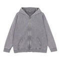 thumbnail image 1 of UJNDER Women's Zip Up Hoodies Heavyweight Washed Pullover Long Sleeve Casual Distressed Style Light Gray XXL, 1 of 2