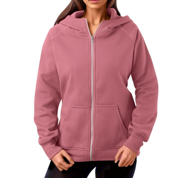 UJNDER Women's Zip Up Hoodies Outdoor Warm Jacket Pullover Long Sleeve Pocket Casual Red XL