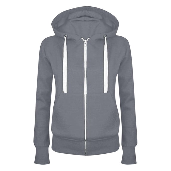 UJNDER Women's Zip Up Hoodies Patchwork Solid Color Pocket Pullover Long Sleeve Casual Sport Style Grey XXL