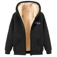 thumbnail image 1 of UJNDER Women's Zip Up Hoodies Solid Color Lined Cardigan Style Pullover Long Sleeve Winter Black XXXL, 1 of 3