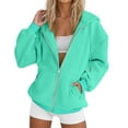 thumbnail image 1 of UJNDER Women's Zip Up Hoodies Solid Color Loose Pullover Long Sleeve Jacket Style Green XXL, 1 of 4
