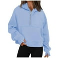 thumbnail image 1 of UJNDER Women's Zip Up Hoodies Solid Color Pullover Long Sleeve Casual Loose Fit Sky Blue M, 1 of 4
