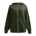 thumbnail image 1 of UJNDER Women's Zip Up Hoodies Wool Jacket Style Pullover Long Sleeve Pocket Casual Army Green XL, 1 of 3
