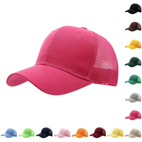 UJNDER Womens Baseball Cap Ponytail Hat High Messy Bun Ponycap Quick Drying Mesh Hat Unisex Summer Hat Hot Pink,One Size